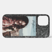 Coques Case-Mate iPhone Arrière - plan Parties scintillant argent Nom pers (Verso (horizontal))