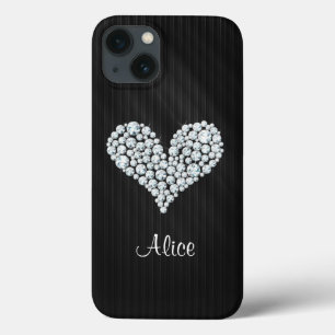 Coques Pour iPhone Arrière - plan rayé de coeur graphique élégant de