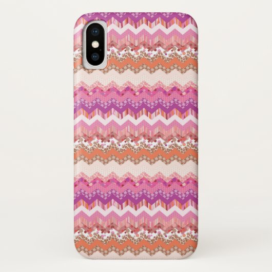 Coques Case-Mate iPhone Arrière - plan rose de zigzag (Dos)