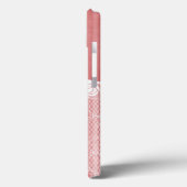 Coques Case-Mate iPhone Arrière - plan rose et blanc avec la dentelle (Verso / Gauche)