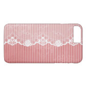 Coques Case-Mate iPhone Arrière - plan rose et blanc avec la dentelle (Dos (Horizontal))