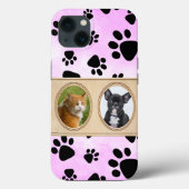 Coques Case-Mate iPhone Arrière - plan rose mignon avec pattes, photo de a (Verso)