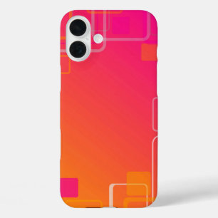 Coques iPhone 16 Plus Arrière - plan rose-orange avec carré coloré