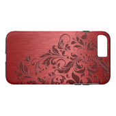 Coques Case-Mate iPhone Arrière - plan rouge métallique avec dentelle roug (Dos (Horizontal))