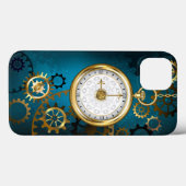 Coques Case-Mate iPhone Arrière - plan turquoise à vapeur avec engrenages (Verso (horizontal))
