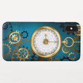 Coques Case-Mate iPhone Arrière - plan turquoise à vapeur avec engrenages (Dos (Horizontal))