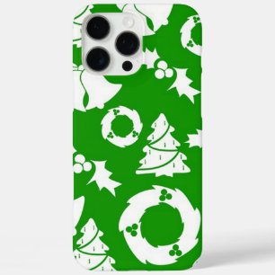 Coques iPhone 16 Pro Max Arrière - plan vert avec cloches, mélèze et arbre