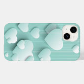 Coques Case-Mate iPhone Arrière - plan vert clair avec coeur blanc 3D (Verso (horizontal))