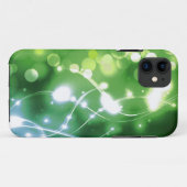 Coques Case-Mate iPhone Arrière - plan vert clair avec étoiles et bokeh (Dos (Horizontal))