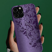 Coques Case-Mate iPhone Arrière - plan Violet Avec Dentelle Florale Violet