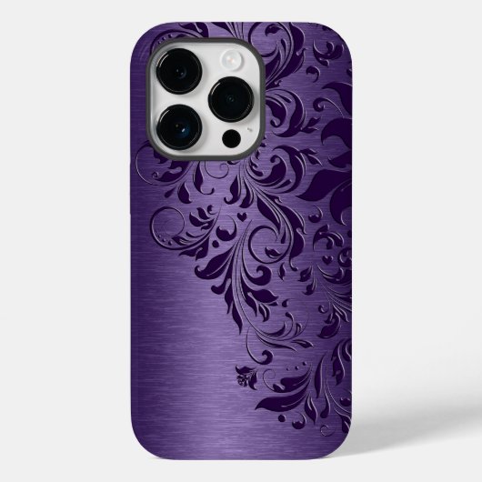 Coques Case-Mate iPhone Arrière - plan Violet Avec Dentelle Florale Violet (Verso)