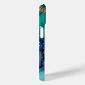 Coques Case-Mate iPhone Arrière - plans d'encre turquoise Parties scintill (Verso / Droite)