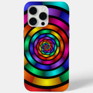 Coque iPhone 15 Pro Max Arrondi et psychédélique coloré Art moderne fracta