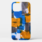 Coques Case-Mate iPhone Art abstrait bleu, orange et gris (Verso)