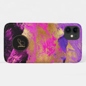 Coques Case-Mate iPhone Art abstrait chic moderne violet rose or scintilla (Dos (Horizontal))