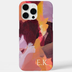 Coques iPhone 16 Pro Max Art abstrait coloré Monogramme Nom personnalisé