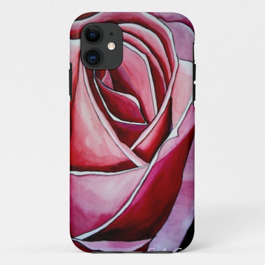 Coques Case-Mate iPhone Art abstrait de macro aquarelle de fleur de rose (Dos)