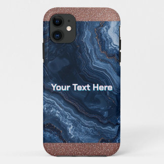 Case-Mate iPhone Case Art abstrait de marbre bleu avec accents de paille