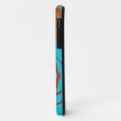 Coques Case-Mate iPhone Art abstrait de vague bleu et orange (Dos/Gauche)