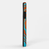 Coques Case-Mate iPhone Art abstrait de vague bleu et orange (Dos/Droite)