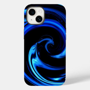 Coque Pour iPhone 14 Art Abstrait Dolphin Bleu Vague