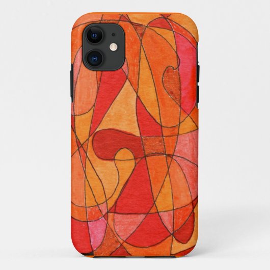 Coques Case-Mate iPhone Art Abstrait en oranges et rouges (Dos)