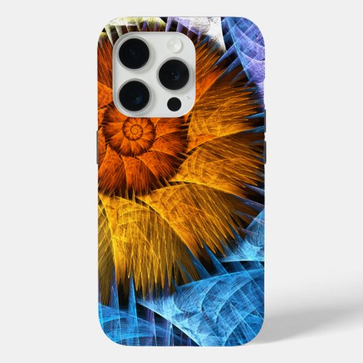 Coques Case-Mate iPhone Art Abstrait Fleurs Orange Jaune Bleu (Verso)