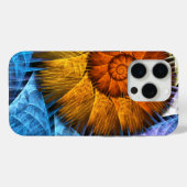 Coques Case-Mate iPhone Art Abstrait Fleurs Orange Jaune Bleu (Verso (horizontal))