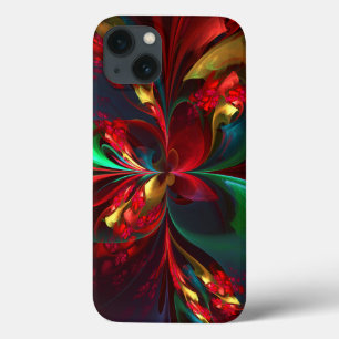 Case-Mate iPhone Case Art abstrait floral moderne motif rouge vert #11