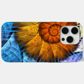 Coques Case-Mate iPhone Art abstrait floral orange jaune bleu (Verso (horizontal))