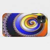 Coques Case-Mate iPhone ART Abstrait - Fractal bleu spiral jaune (Dos (Horizontal))