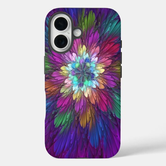 Coques Case-Mate iPhone Art abstrait fractal de fleurs psychédéliques colo (Verso)