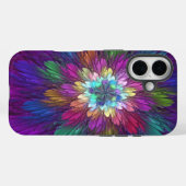 Coques Case-Mate iPhone Art abstrait fractal de fleurs psychédéliques colo (Verso (horizontal))