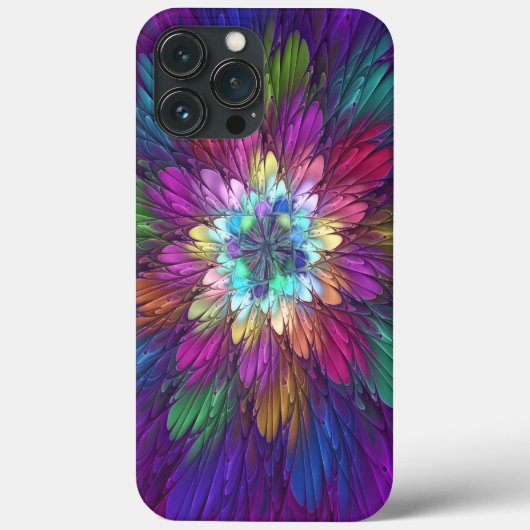 Coques Case-Mate iPhone Art abstrait fractal de fleurs psychédéliques colo (Verso)