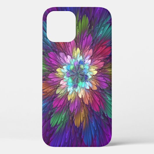 Coques Case-Mate iPhone Art abstrait fractal de fleurs psychédéliques colo (Verso)