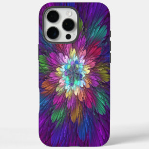 Coques iPhone 16 Pro Max Art abstrait fractal de fleurs psychédéliques colo