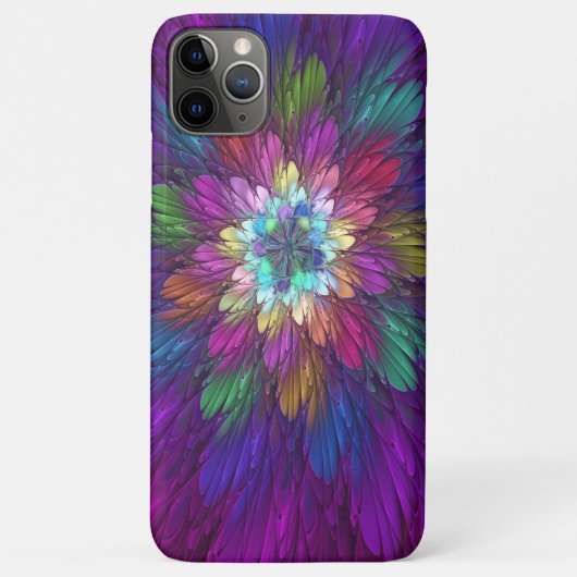 Coques Case-Mate iPhone Art abstrait fractal de fleurs psychédéliques colo (Dos)