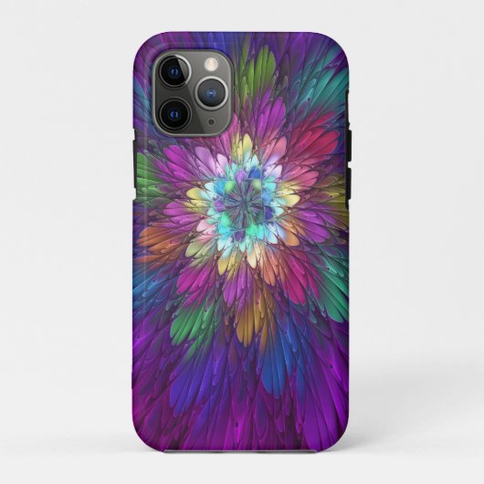 Coques Case-Mate iPhone Art abstrait fractal de fleurs psychédéliques colo (Dos)