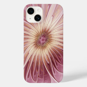 Coque Pour iPhone 14 Art Abstrait Fractal Fleur & Tons de Bourgogne