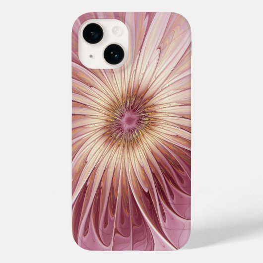 Coques Case-Mate iPhone Art Abstrait Fractal Fleur & Tons de Bourgogne (Verso)
