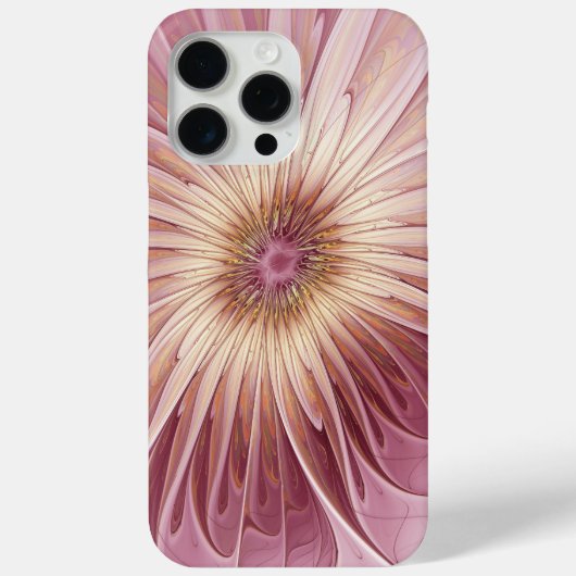 Coques Case-Mate iPhone Art Abstrait Fractal Fleur & Tons de Bourgogne (Verso)