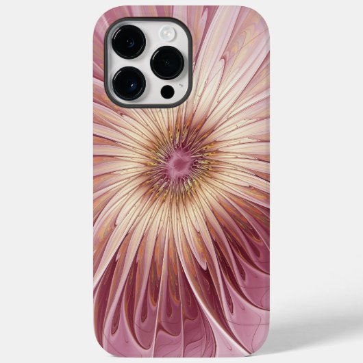 Coques Case-Mate iPhone Art Abstrait Fractal Fleur & Tons de Bourgogne (Verso)