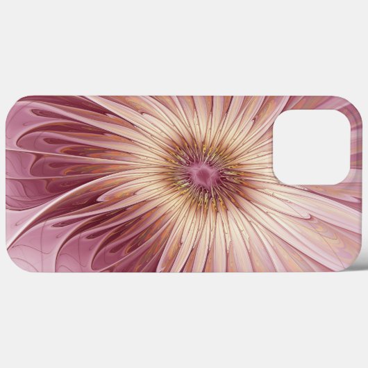 Coques Case-Mate iPhone Art Abstrait Fractal Fleur & Tons de Bourgogne (Verso (horizontal))