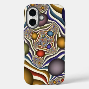 Coques iPhone 16 Art abstrait fractal moderne et coloré qui s'envol