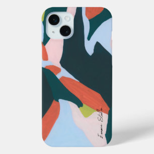 Coque iPhone 15 Mini Art Abstrait moderne coloré Nom personnalisé