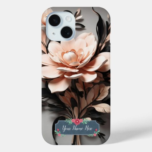 Coques Case-Mate iPhone Art Abstrait Moderne Fleurs de Pêche (Verso)