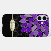Coques Case-Mate iPhone Art Abstrait Moderne Floral Purple Black Gold (Verso (horizontal))