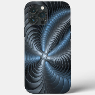 Case-Mate iPhone Case Art abstrait moderne fractal bleu gris plastique 3