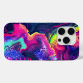 Coques Case-Mate iPhone Art Abstrait Néon – Vagues Chromatiques (Verso (horizontal))