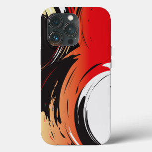 iPhone 13 Pro Coque Art Abstrait noir et blanc rouge